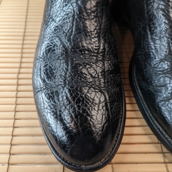 Justin Boots 3187 Classic Roper Boots Black Shrunken Shoulder Bullhide Roper Toe - Picture 8 of 10